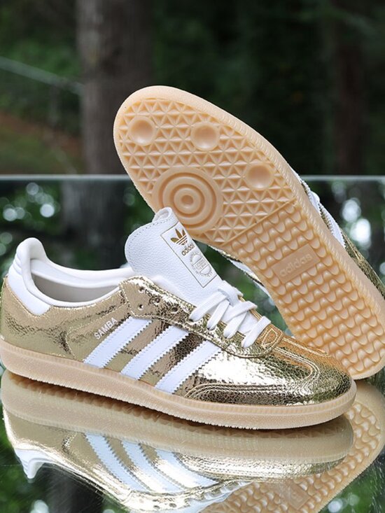 adidas Shoes - Adidas Samba OG Gold Metallic Cracked Leather Women’s Size 7